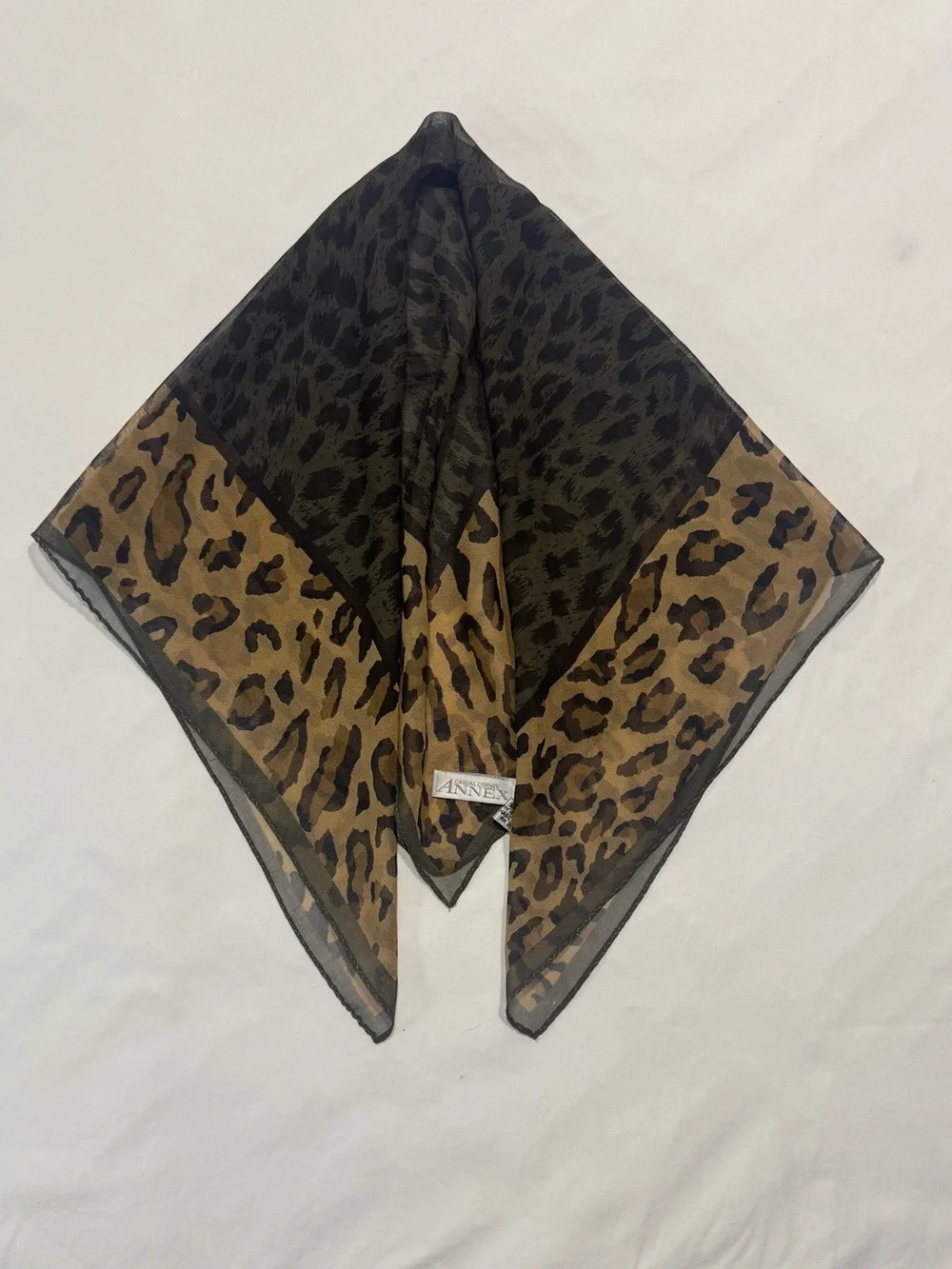 CASUAL CORNER | Scarf 100% Silk Square Leopard/Animal Print Army Green Tan Brown